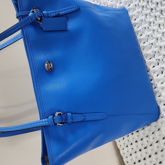 Coach large royal blue tote women hand bag - Picture 2 of 12